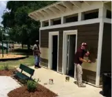  ?? (Submitted photo) ?? Starkville Parks and Recreation employees repaired last weekend’s vandalism to the bathroom at J.L. King Memorial park.