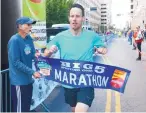  ?? GREG SORBER/JOURNAL ?? Jason Howe stayed on course when others did not, winning the men’s competitio­n at Sunday’s Duke City Marathon.