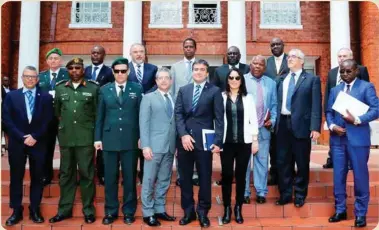  ??  ?? President Lungu is joined by Israeli Defence Minister Avigdor Liberman and Zambia’s Defence Minister Davies Chama after a meeting at State House on 20 March. Picture obtained from State House Press Office.