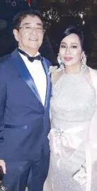  ??  ?? Citoy Lopez and mother of the groom Eva Abesamis in a vintage Valentino gown