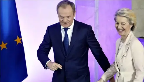  ?? ?? Le Premier ministre polonais, Donald Tusk, et la présidente de la Commission européenne, Ursula von der Leyen