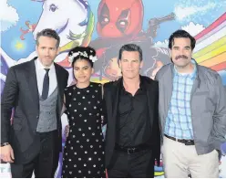  ??  ?? Star quartet: Deadpool 2 stars Ryan Reynolds, Zazie Beetz, Josh Brolin and Rob Delaney. Left, Ryan Reynolds as Deadpool