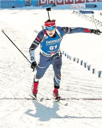  ?? Vedl, později ho ale překonal Lowell Bailey FOTO ČESKÝ BIATLON – PETR SLAVÍK ??