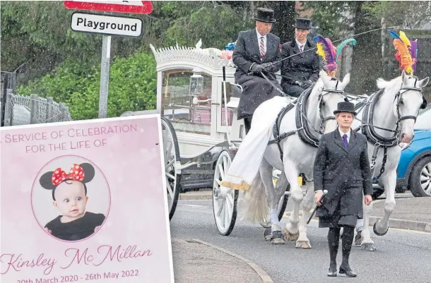  ?? Forfar. ?? TRIBUTE: The funeral procession for youngster Kinsley McMillan makes its way to St Fergus Church in