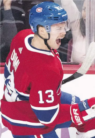  ?? GRAHAM HUGHES / THE CANADIAN PRESS ?? Canadiens forward Max Domi has 22 points in 18 games this season.