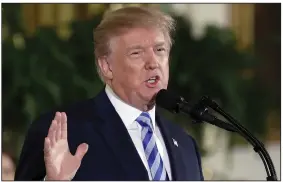  ?? (AP/Evan Vucci) ?? Former President Donald Trump speaks in the East Room of the White House in Washington in February 2018.