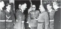  ??  ?? Spanish dictator General Franco, third from right, meets Reichsfurh­er Heinrich Himmler, third from left, in the Royal Palace of El Pardo near Madrid on October 20, 1940.