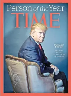  ??  ?? Then US president-elect Donald Trump as Time Person of the Year cover. — Photo courtesy of Time