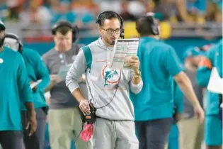  ?? JOHN MCCALL/SOUTH FLORIDA SUN SENTINEL ?? Dolphins coach Mike McDaniel during Miami’s game against the Steelers at Hard Rock Stadium on Oct. 23 in Miami Gardens.