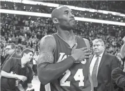  ?? WINSLOW TOWNSON/AP ?? Kobe Bryant walks off the court after a 2015 game against the Celtics in Boston.