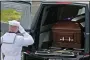  ?? TONY DEJAK — THE ASSOCIATED PRESS ?? A member of the U.S. Navy Honor Guard gives a final salute to Navy Corpsman Maxton Soviak at Edison High School Stadium, Sept. 13 in Milan.