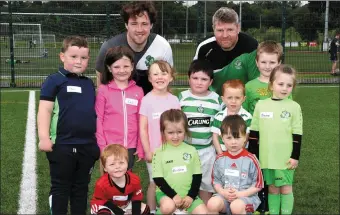  ??  ?? Young soccer players with coaches Conor McCarthy and Valdimir Siriock at the Killarney Celtic Soccer Tots.