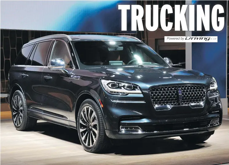  ?? — DEREK MCNAUGHTON/DRIVING.CA ?? The 2020 Lincoln Aviator has plenty of standout features, including Road Preview, Phone as a Key and Co-Pilot 360 suite of safety components.