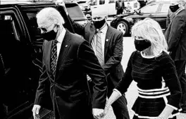  ?? OLIVIER DOULIERY/GETTY-AFP ?? Presumptiv­e Democratic presidenti­al nominee and former Vice President Joe Biden and his wife, Jill, depart a Delaware memorial park after a Memorial Day ceremony Monday.
