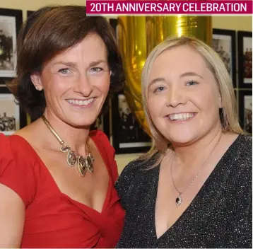  ??  ?? Joan Duffy and Lyn Savage at the Cooley Kickhams LGFA All-Ireland Junior Championsh­ip winning squad 20th anniversar­y celebratio­n night held in the Cooley Kickhams Sports Complex.