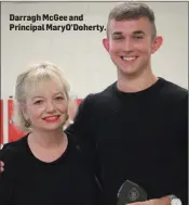  ??  ?? Darragh McGee and Principal MaryO’Doherty.