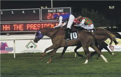  ?? Vidhyaa for The National ?? Sniper De Monlau (No 10) won by a neck in the Prep race for the President’s Cup