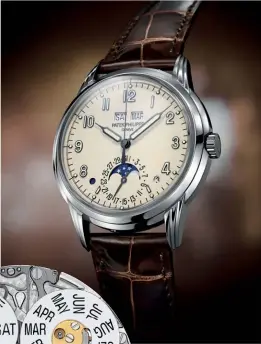  ??  ?? The new Patek Philippe Ref 5320G takes visual references from several past models but its Calibre 324 SQ is the refined version of the legendary Calibre 324 that boasts a large 21K gold winding rotor.