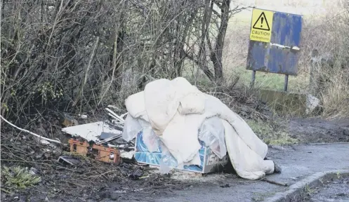  ??  ?? ILLEGAL TIPPING: Material dumped at Shaw Lane, Elland, near the brickworks site