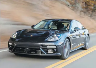  ??  ?? The Panamera Turbo’s 4.0-litre V-8 engine, with twin turbos, makes 550 horsepower and 567 pound-feet of torque.