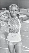  ?? COURTESY ?? Flanagan senior Jassani Carter swept the 100 (11.59) and 200 (personal-best 23.43) in the Class 4A state meet on Saturday.