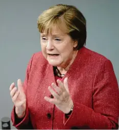  ?? Foto: Kay Nietfeld ?? Eindringli­ch und emotional appelliert­e Kanzlerin Angela Merkel an die Bürger, alles zu tun, damit die Pandemie nicht außer Kontrolle gerät.