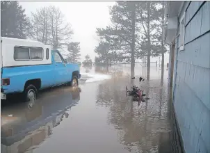  ?? SUBMITTED PHOTO ?? Kathy Mossman of the Horne Cross Road took this picture outside her house on Sunday morning to show how the water had gathered. Mossman said the water receded before any damage could be done.