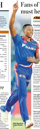  ?? AP ?? Delhi Daredevils Kagiso Rabada.