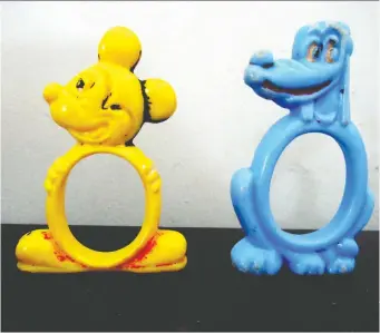  ??  ?? Disney napkin rings passed down from big brother to little sister.