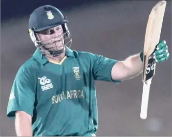  ?? PICTURE: REUTERS ?? SA’s Richard Levi celebrates his half-century against Zimbabwe in Hambantota last night. Levi found some much-needed form when he top-scored for the Proteas with 50.