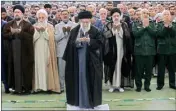  ?? AP/PTI ?? Iranian supreme leader, Ayatollah Ali Khamenei leads Eid al-Fitr prayer marking end of Muslims holy fasting month of Ramadan, in Tehran, on Wednesday. Ayatollah Khamenei reiterated on Wednesday a promise to retaliate against Israel over killings of Iranian generals in Syria