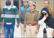  ?? HT PHOTO ?? The accused in police custody in Karnal on Friday.