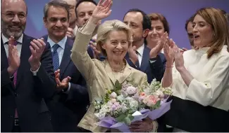  ?? ?? La présidente de la Commission européenne Ursula von der Leyen est confirmée comme candidate principale du PPE à Bucarest, Roumanie, le 7 mars 2024.