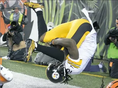  ?? Peter Diana/Post-Gazette ?? Martavis Bryant’s acrobatic touchdown catch against the Bengals in an AFC wild-card game two seasons ago was one of several big plays the Steelers receiver made during the 2016 postseason. After missing the playoffs last year because of a suspension,...