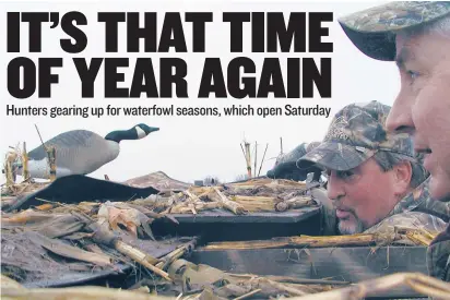  ?? | DALE BOWMAN/ FOR SUN- TIMES MEDIA ?? It’s time for decoys and blinds, such as these in the western suburbs last year. Hunting for waterfowl opens Saturday in the north zone, and the youth hunt in the central zone will be held this weekend.