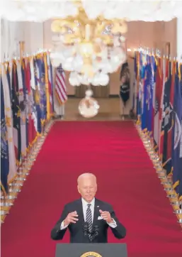  ?? ANDREWHARN­IK/AP ?? President Joe Biden speaks about the COVID-19 pandemic during a prime-time address from the East Room of the White House on Thursday in Washington.