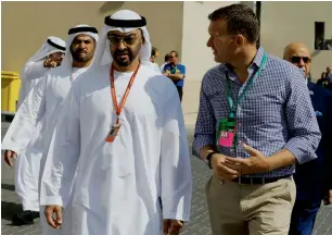  ?? Reuters ?? His Highness Sheikh Mohamed bin Zayed Al Nahyan, Crown Prince of Abu Dhabi and Deputy Supreme Commander of the UAE Armed Forces, arrives at the Yas Marina Circuit. —