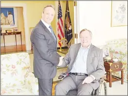  ?? KUNA photo ?? Kuwait Ambassador to the US Sheikh Salem Abdullah Al-Jaber Al-Sabah met with ex-president George H.W. Bush in College Station, Texas, on the occasion of the 25th anniversar­y of Kuwait liberation from the Iraqi invasion. Sheikh Salem said, in a...