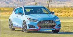  ?? HYUNDAI ?? All Hyundai Veloster models except for the high-performanc­e Veloster N, pictured, are being terminated.