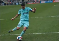  ?? MIKEY REEVES – MEDIANEWS GROUP ?? Union captain Alejandro Bedoya, seen in a game against Montreal in April, has caused quite a stir around MLS and the country in general with a heartfelt message to Congress quickly shouted into an FS1 field mic Sunday night in Washington.