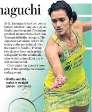  ??  ?? Sindhu won the match in straight games. GETTY IMAGES