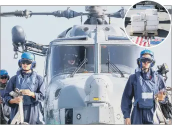  ??  ?? DUTY HMS Montrose Wildcat helicopter in action