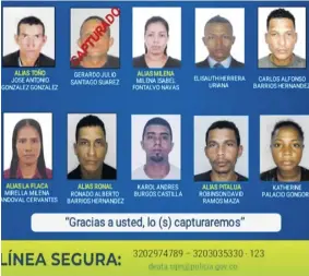  ?? ?? Este es el cartel de los más buscados del departamen­to del Atlántico, emitido recienteme­nte por la Policía.