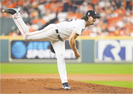  ?? MIKE EHRMANN/GETTY IMAGES ?? Gerrit Cole, who led the majors in strikeouts (326) and the American League in ERA (2.50) last season, is set to move on from an Astros squad that’s appeared in two of the last three World Series. The 29-year-old starter is the prize catch among this year’s free agents.
