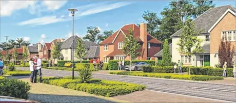  ??  ?? An artist’s impression of the leafy developmen­t planned at Cockering Farm in Thanington
