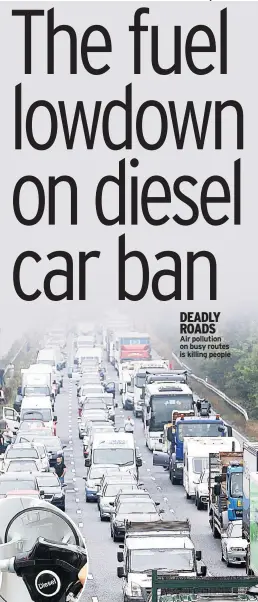 ??  ?? DEADLY ROADS Air pollution on busy routes is killing people