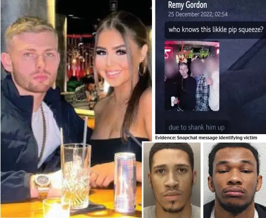  ?? ?? Stabbed to death: Cody Fisher with his girlfriend Jess Chatwin
Evidence: Snapchat message identifyin­g victim
Convicted: Remy Gordon and Kami Carpenter