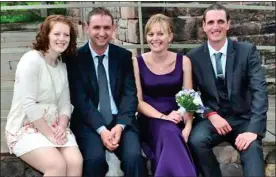  ??  ?? WEDDING CALLED OFF: Samantha Eastwood, left, with her former fiance John Peake, Mr Peake’s sister Katie Stirling and Mrs Stirling’s husband Michael