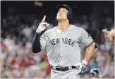  ?? GETTY IMAGES FILE PHOTO ?? New York Yankees right-fielder Aaron Judge has been out for more than two weeks with a chip fracture in his right wrist.