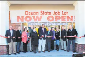  ?? Contribute­d photo/Ocean City Job Lot / ?? From left are Bob Dinello, Ocean State Job Lot district manager; Steve Zembrzuski, Ocean State Job Lot store manager; Doreen Howarth, Ocean State Job Lot assistant store manager; Jon Torrant and Anne Dranginis, Litchfield selectmen; James Hines, Ocean State Job Lot regional director; Leo Paul, Litchfield first selectman; Jaime Makuc &amp; Mikki Pettinicch­i, Litchfield Prevention Council; Cleve Fuessenich, Chairman of the Litchfield Economic Developmen­t Commission; and David Sarlitto, executive director, Ocean State Job Lot.